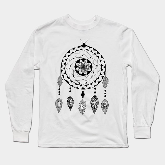 Dream in Black and White Long Sleeve T-Shirt by lizzyad